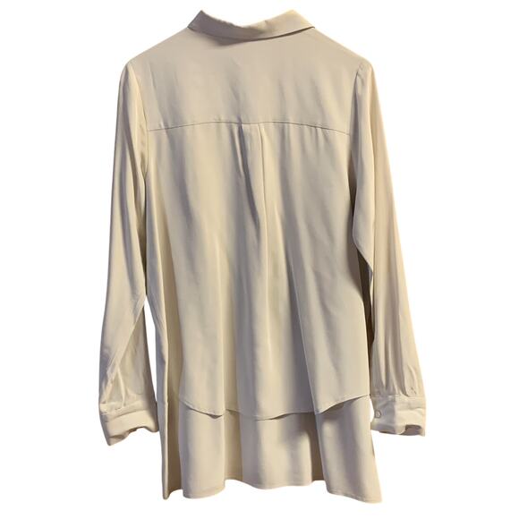 Jarbo Silk Blouse Size 36 (6 USA) Light Gray Hidden Buttons Long Sleeve Pockets - Picture 7 of 8